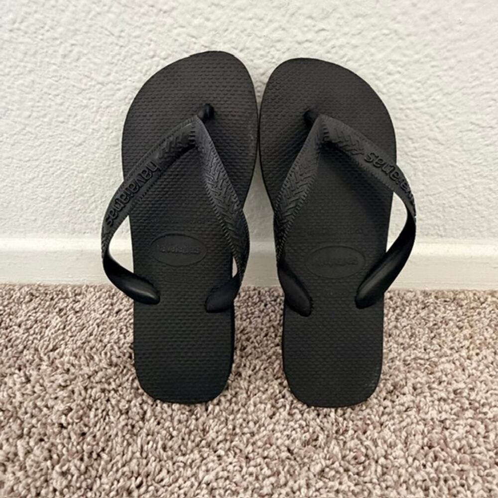 Havaianas Top Sandals Black Flip Flops Thongs Black Women's Size 5/6 (35 - 36)